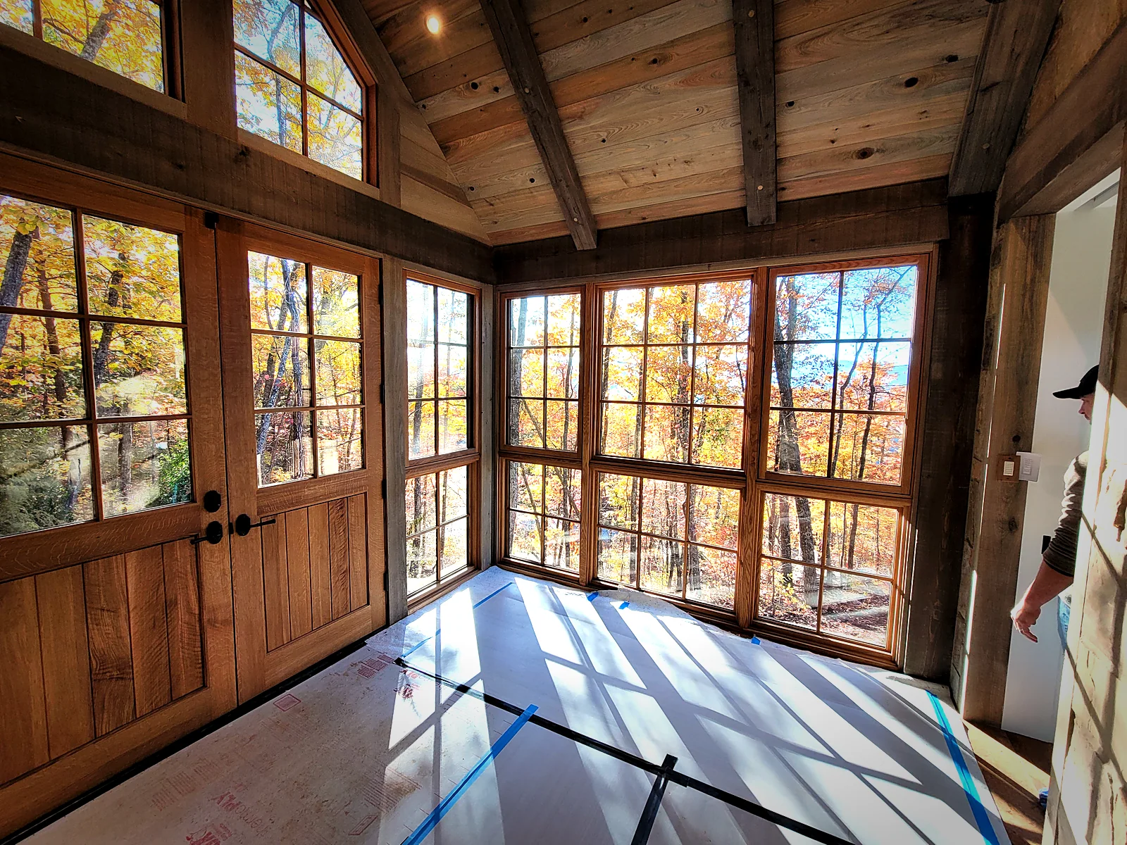 Finish carpentry in a vaulted room, work completed with Finish Point Trim and Millwork