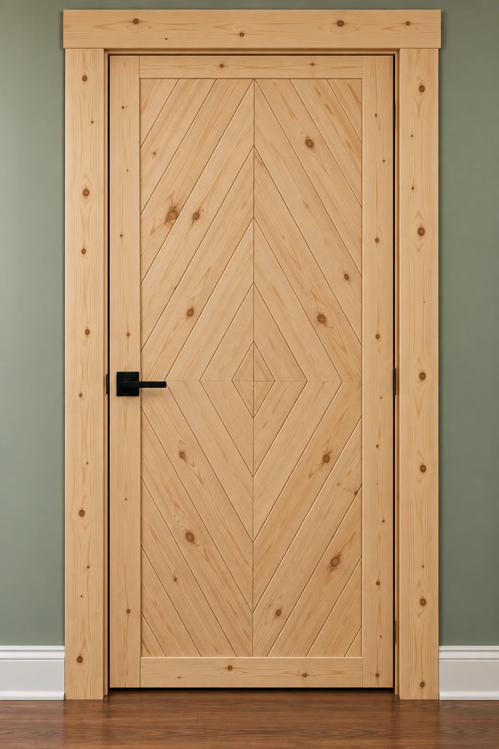 Diamond pattern door, natural finish