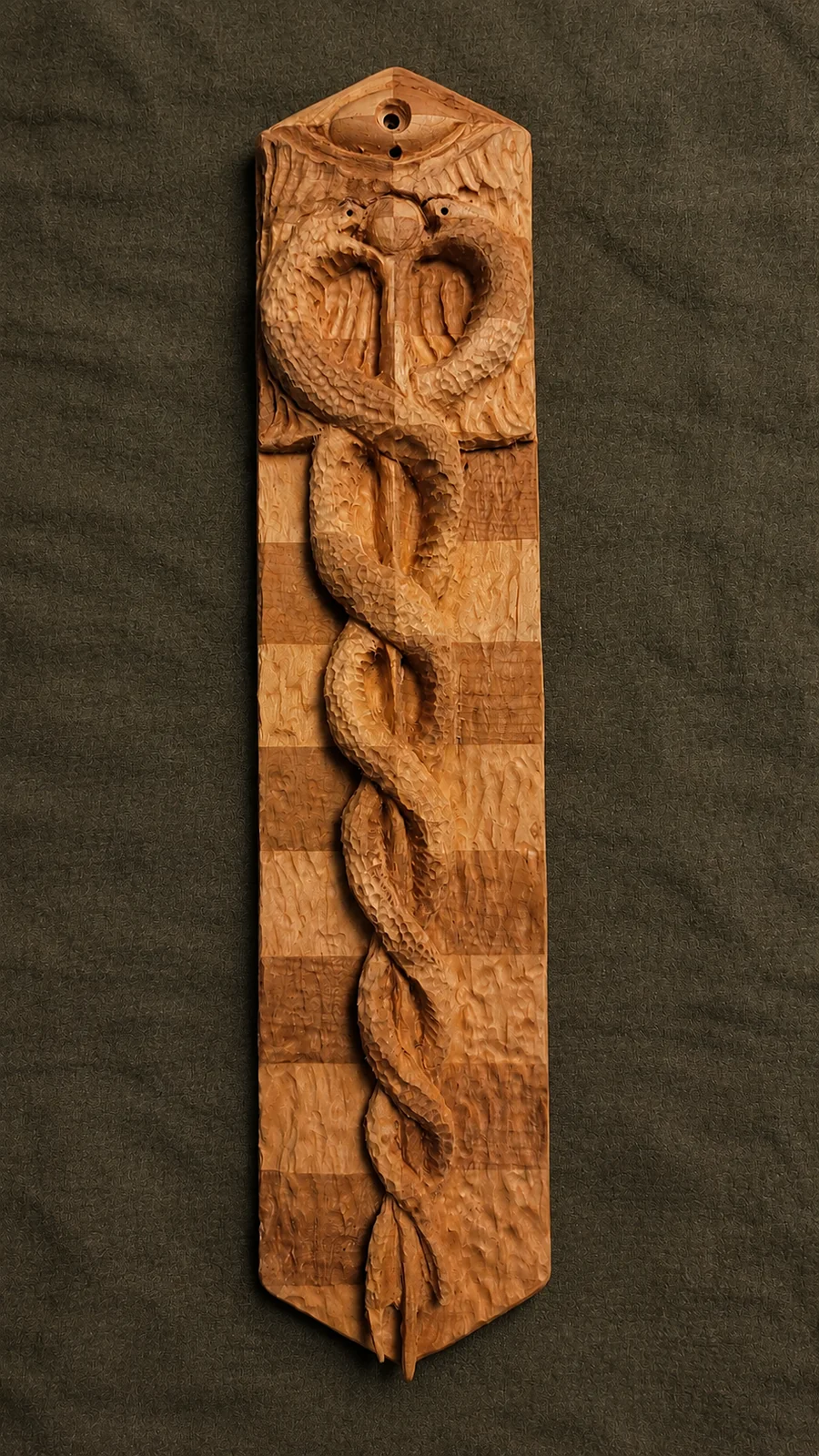 Finished carved serpent incense holder